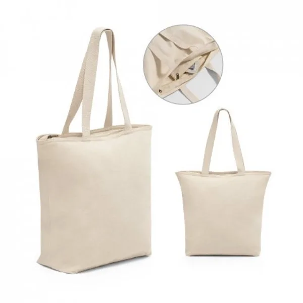 Sacola 100% algodão (280 g/m²) com fecho e bolso interior (SP-92926) personalizado | D.JOB