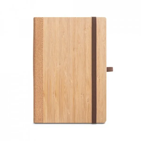 Caderno A5 de capa dura em folha de bambu e cortiça, com páginas pautadas (SP-93281) — foto 4 | D.JOB