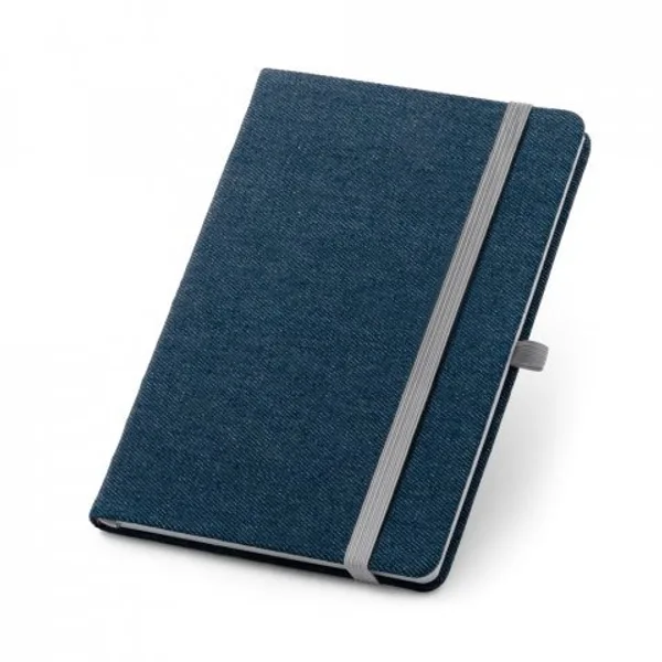 Caderno A5 de capa dura em tecido tipo jeans com páginas pautadas (SP-93594) — foto 3 | D.JOB