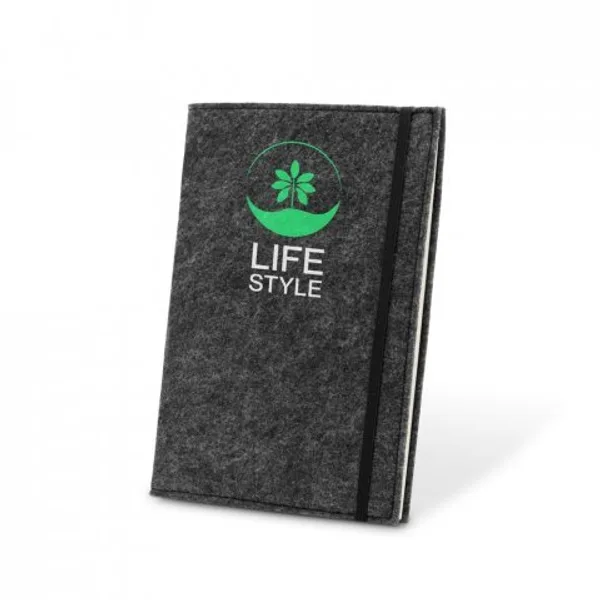 Caderno A5 com capa em feltro 100% reciclado, com páginas pautadas recicladas (SP-93636) — foto 9 | D.JOB
