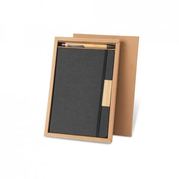 Conjunto composto por 1 caderno A5 com capa rígida e 1 caneta esferográfica em bambu (SP-93655) — foto 9 | D.JOB
