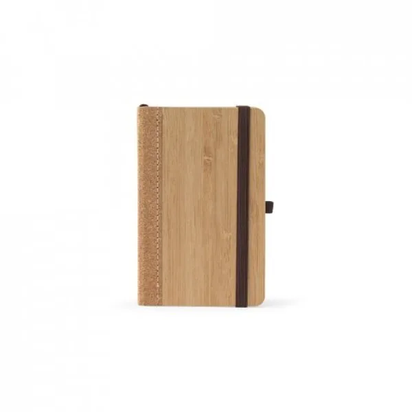 Caderno de bolso de capa dura em folha de bambu e cortiça com páginas pautadas recicladas (SP-93657) — foto 4 | D.JOB
