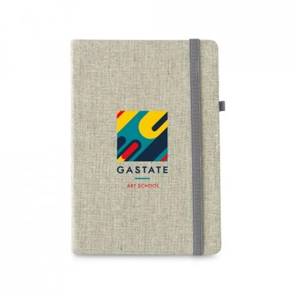 Caderno A5 em canvas (poliéster) com páginas lisas (SP-93725) personalizado | D.JOB