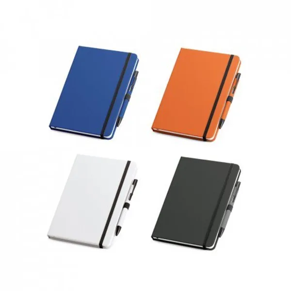 Conjunto de caderno A5 e caneta esferográfica com escrita em azul (SP-93795) personalizado | D.JOB