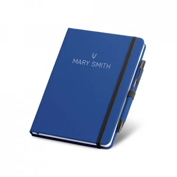 Conjunto de caderno A5 e caneta esferográfica com escrita em azul (SP-93795) — foto 8 | D.JOB