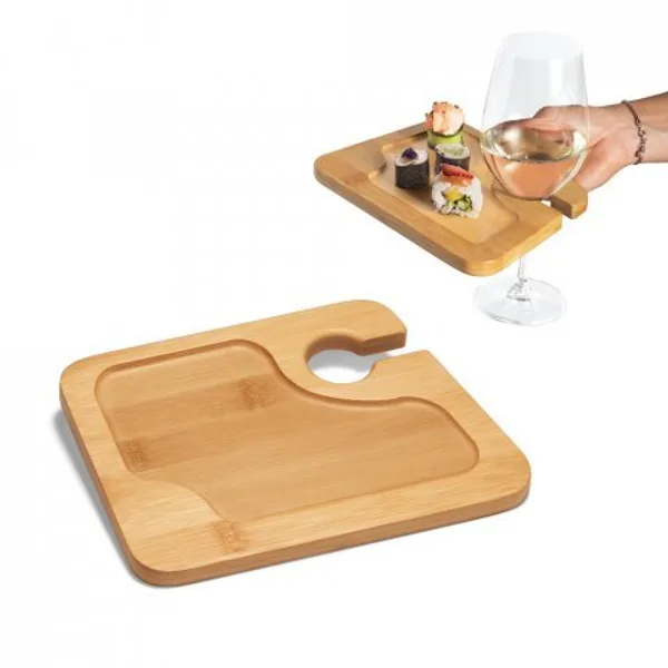 Prato em bambu com suporte para copo (SP-93829) personalizado | D.JOB