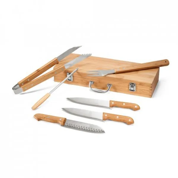 Kit churrasco em estojo de bambu com 6 peças em aço inox e bambu (SP-93844) — foto 13 | D.JOB