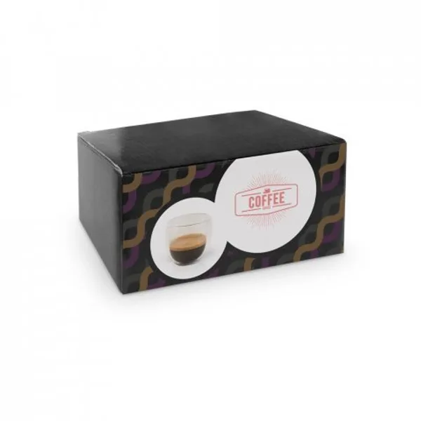 Conjunto de café em vidro borossilicato, com 2 copos de parede dupla isolada a ar (75 mL) (SP-93873) — foto 4 | D.JOB