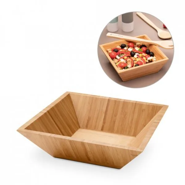 Saladeira em bambu em formato quadrado (SP-93968) personalizado | D.JOB