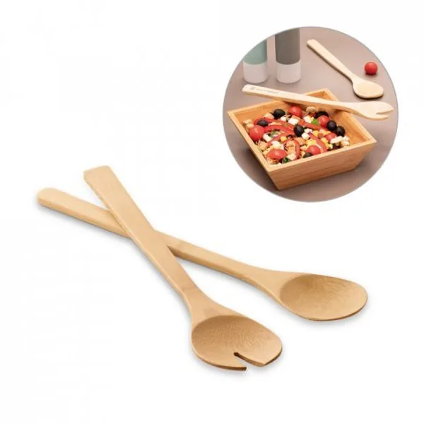 Conjunto de 2 talheres para salada em bambu (SP-93969) personalizado | D.JOB