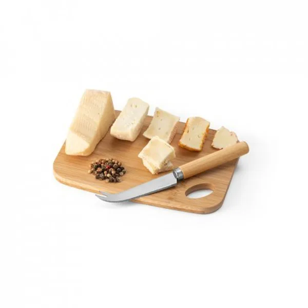 Conjunto de tábua de corte e pequena faca de queijo em bambu (SP-94028) — foto 8 | D.JOB