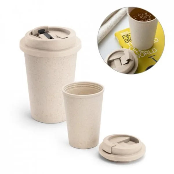 Copo de viagem em fibra de bambu (60%) e PP (40%) com tampa flip top (380 mL) (SP-94066) personalizado | D.JOB
