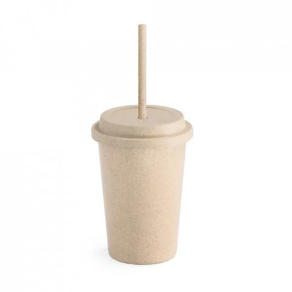 Copo de viagem em fibra de bambu (60%) e PP (40%) com tampa e canudo (450 mL) (SP-94068) personalizado | D.JOB