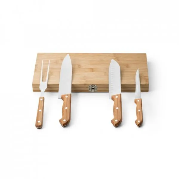 Kit churrasco em caixa bambu com 4 utensílios em aço inox e bambu (SP-94111) — foto 3 | D.JOB