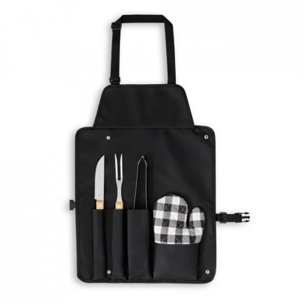 Kit churrasco com 3 utensílios em aço inox e madeira de Seringueira e luva (SP-94112) — foto 3 | D.JOB