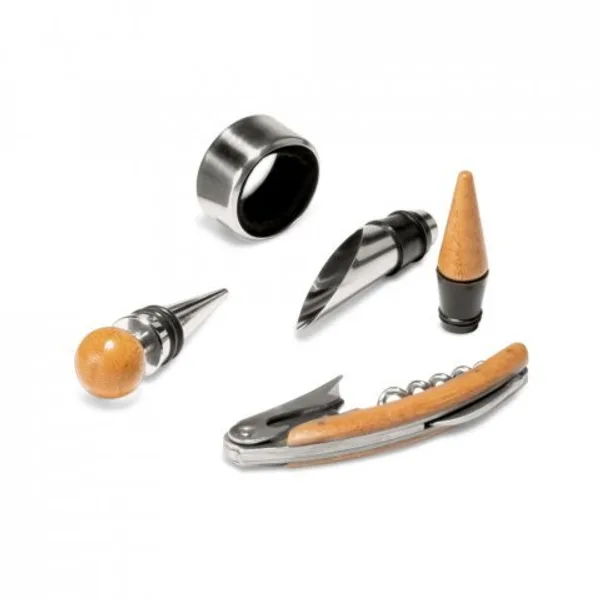 Conjunto para vinho com 4 peças em bambu, inox e ABS (SP-94119) — foto 6 | D.JOB