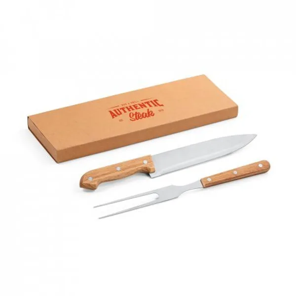 Kit churrasco em caixa kraft com 2 utensílios em aço inox e bambu (SP-94139) — foto 2 | D.JOB