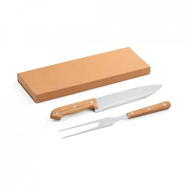 Kit churrasco em caixa kraft com 2 utensílios em aço inox e bambu (SP-94139) — foto 3 | D.JOB