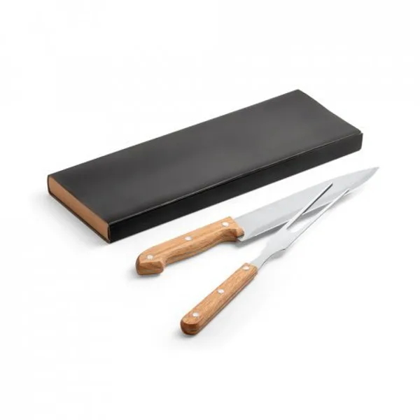 Kit churrasco em caixa kraft com 2 utensílios em aço inox e bambu (SP-94139) — foto 6 | D.JOB
