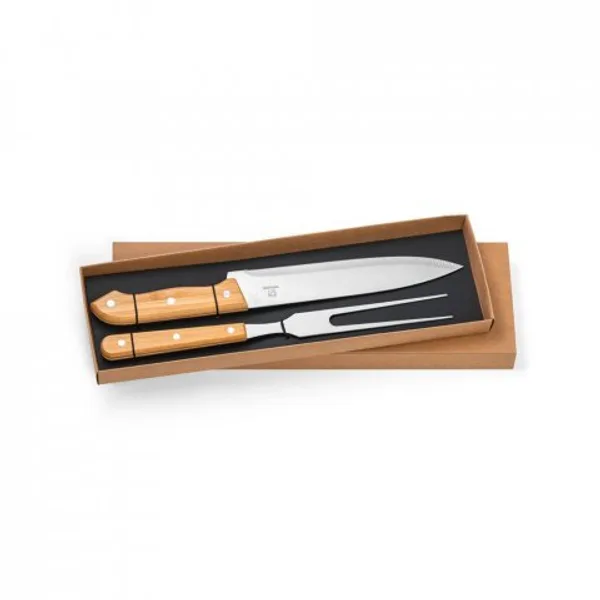 Kit churrasco em caixa kraft com 2 utensílios em aço inox e bambu (SP-94139) — foto 8 | D.JOB