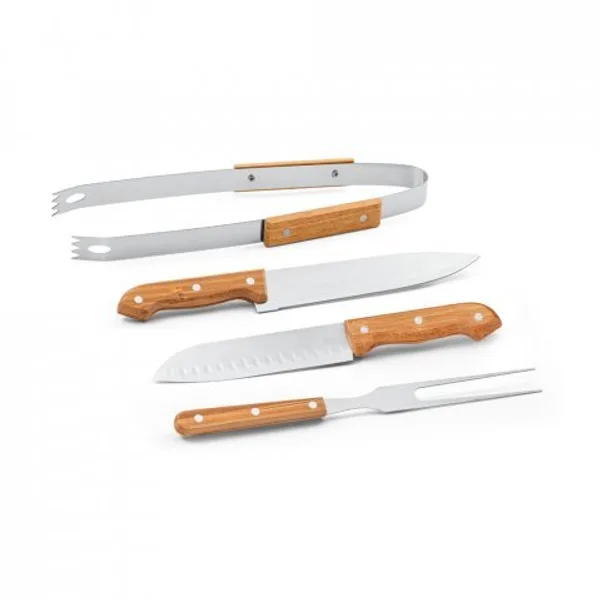 Kit churrasco em caixa kraft com 4 peças em aço inox e bambu (SP-94140) — foto 4 | D.JOB