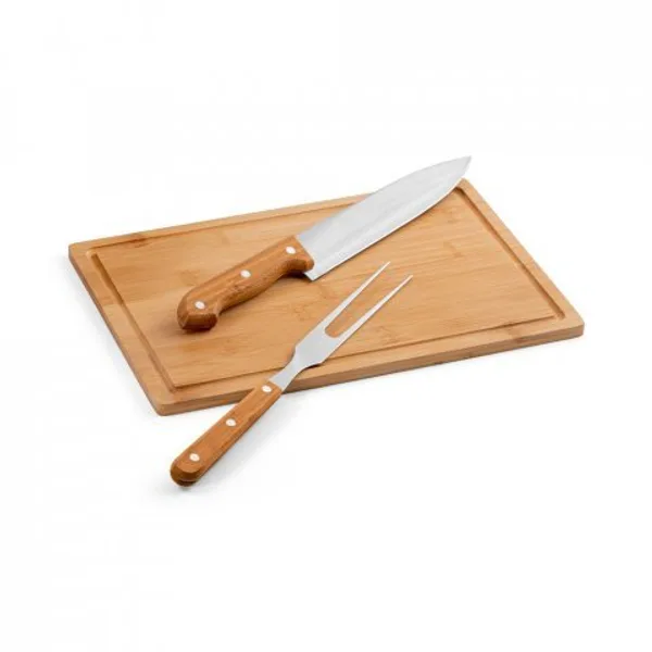 Kit churrasco em caixa kraft com tábua em bambu e 2 utensílios em aço inox e bambu (SP-94143) — foto 4 | D.JOB