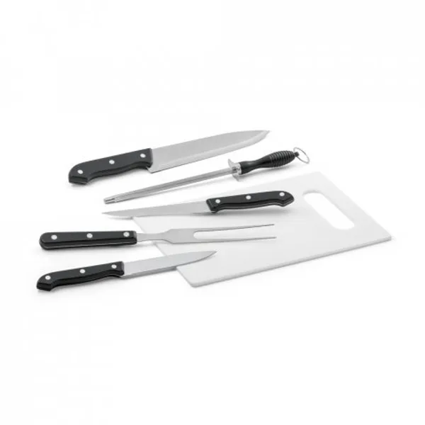 Kit churrasco em estojo de nylon 210D com tábua em PP e 5 utensílios em aço inox e PP (SP-94144) — foto 4 | D.JOB