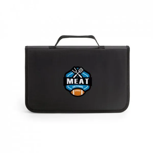 Kit churrasco em estojo de nylon 210D com tábua em PP e 5 utensílios em aço inox e PP (SP-94144) — foto 5 | D.JOB