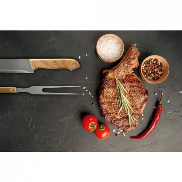Kit churrasco em estojo de 210D com 3 utensílios em aço inox e madeira de Seringueira (SP-94145) — foto 3 | D.JOB