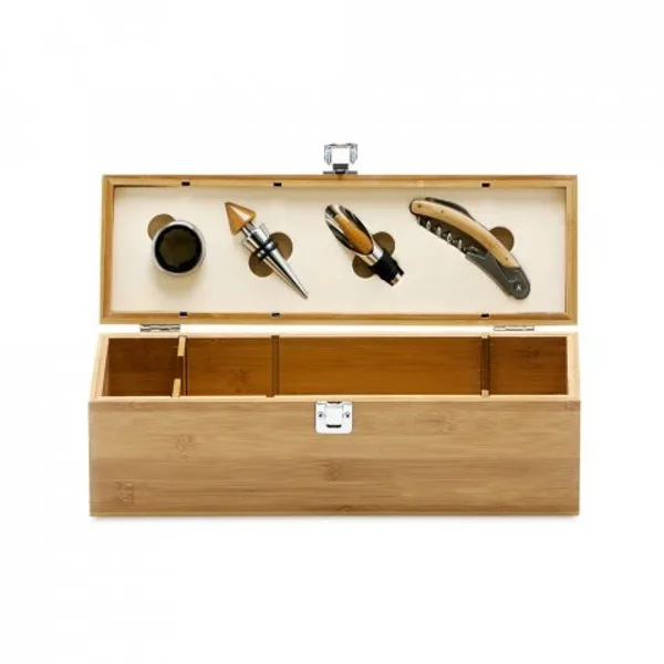 Conjunto para vinho em bambu, inox e ABS (SP-94189) — foto 2 | D.JOB