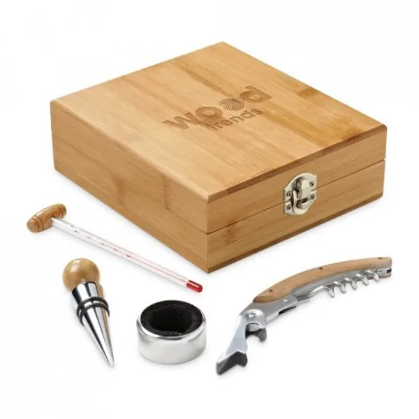 Conjunto para vinho em bambu, inox, vidro e ABS (SP-94190) — foto 2 | D.JOB