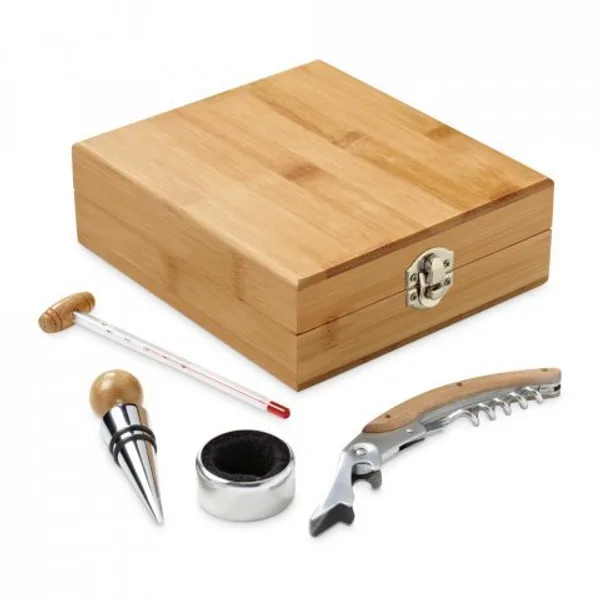 Conjunto para vinho em bambu, inox, vidro e ABS (SP-94190) — foto 3 | D.JOB
