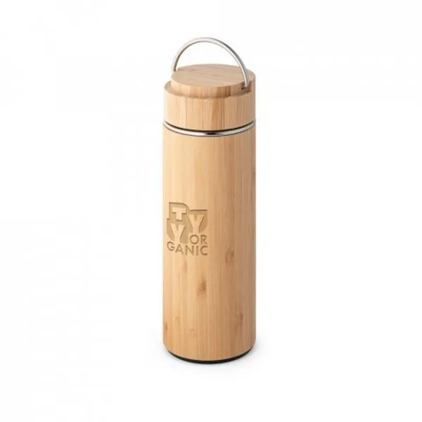 Garrafa térmica em aço inox e bambu, de parede dupla isolada a vácuo (440 mL) (SP-94239) — foto 9 | D.JOB