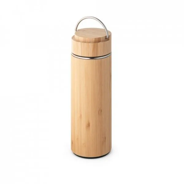 Garrafa térmica em aço inox e bambu, de parede dupla isolada a vácuo (440 mL) (SP-94239) — foto 10 | D.JOB