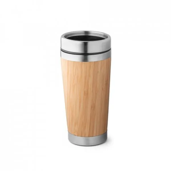 Copo de viagem térmico em aço inox e bambu, de parede dupla isolada a ar (500 mL) (SP-94241) — foto 6 | D.JOB
