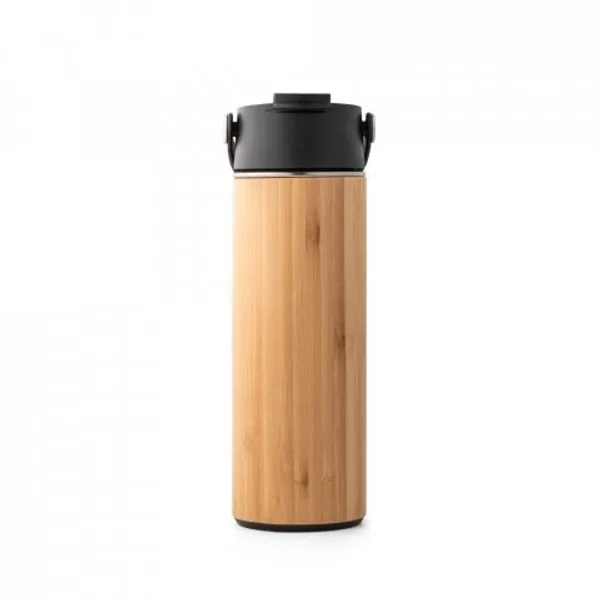Garrafa térmica em aço inox e bambu, de parede dupla isolada a vácuo (440 mL) (SP-94257) — foto 4 | D.JOB