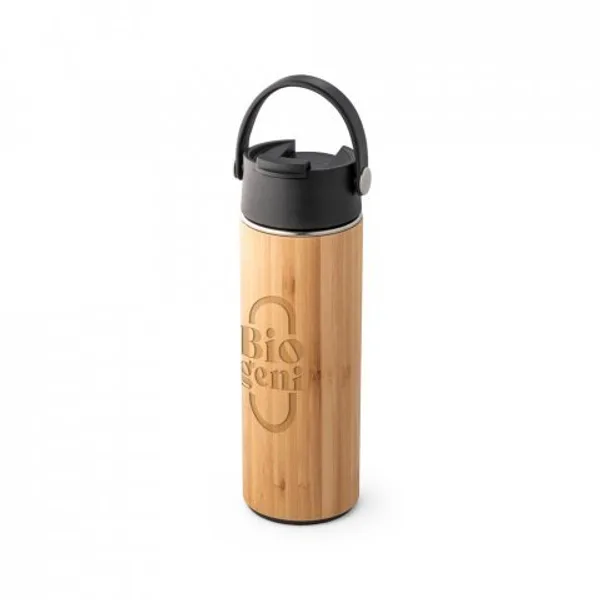 Garrafa térmica em aço inox e bambu, de parede dupla isolada a vácuo (440 mL) (SP-94257) — foto 10 | D.JOB