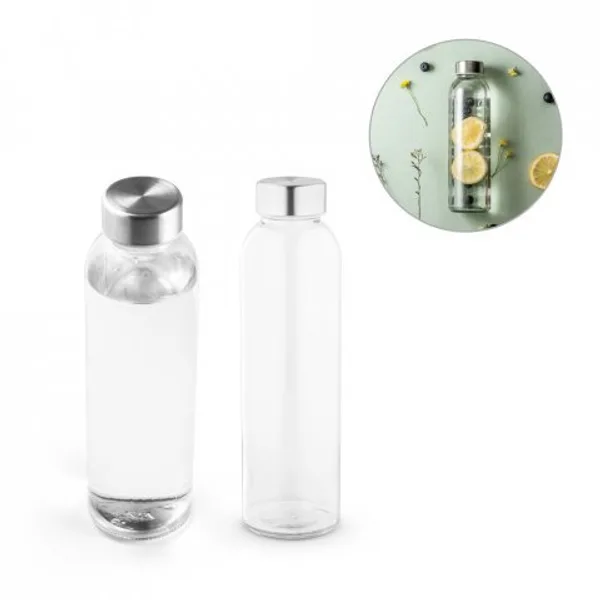 Squeeze em vidro com tampa em aço inox (500 mL) (SP-94317) personalizado | D.JOB