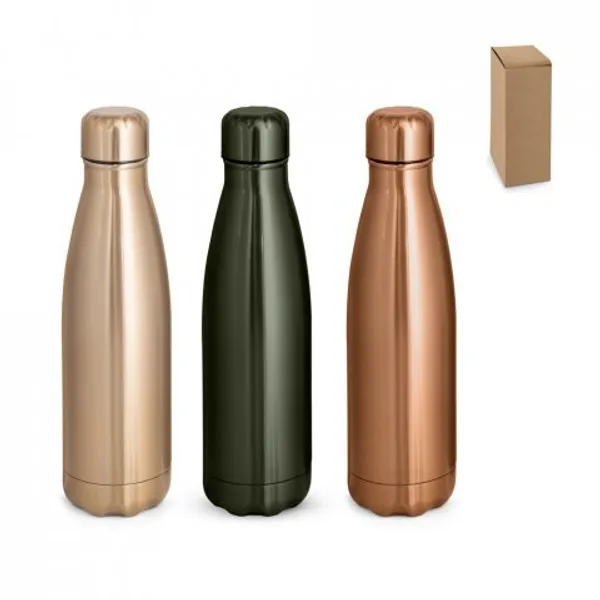 Garrafa térmica em aço inox de parede dupla isolada a vácuo, com acabamento metalizado (510 mL) (SP-94335) personalizado | D.JOB