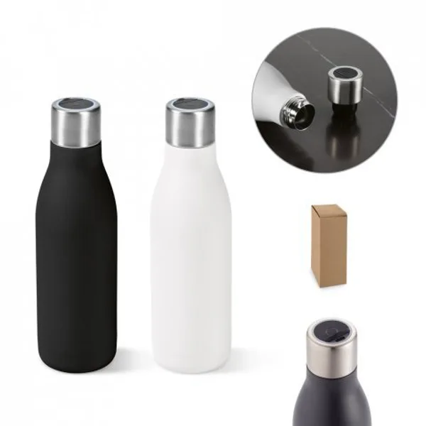 Garrafa térmica em aço inox 90% reciclado de parede dupla com sistema de auto-sanitização UV (500 mL) (SP-94343) personalizado | D.JOB