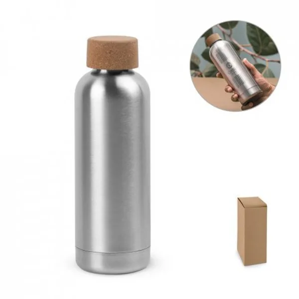 Squeeze em aço inox de parede simples com tampa em cortiça (760 mL) (SP-94381) personalizado | D.JOB