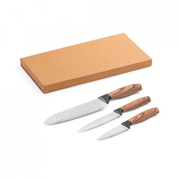 Conjunto de 3 facas de cozinha com lâmina em aço inox e cabo ergonômico (SP-94395) personalizado | D.JOB