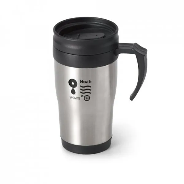 Caneca de viagem térmica de aço inox e PP, de parede dupla isolada a ar (420 mL) (SP-94608) — foto 2 | D.JOB
