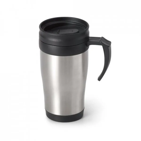 Caneca de viagem térmica de aço inox e PP, de parede dupla isolada a ar (420 mL) (SP-94608) — foto 3 | D.JOB