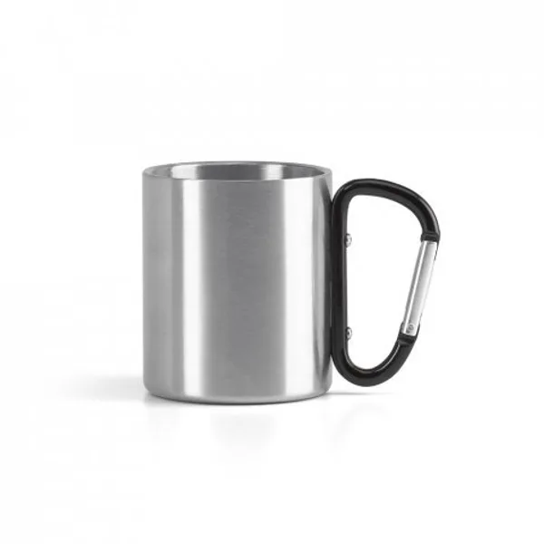 Caneca em aço inox, com pega em forma e função de mosquetão (230 mL) (SP-94614) personalizado | D.JOB