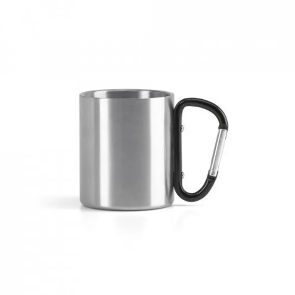 Caneca em aço inox, com pega em forma e função de mosquetão (230 mL) (SP-94614) — foto 2 | D.JOB