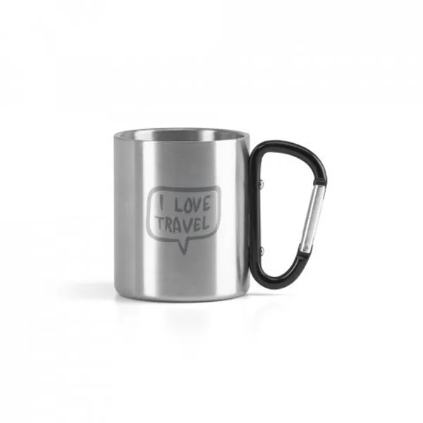 Caneca em aço inox, com pega em forma e função de mosquetão (230 mL) (SP-94614) — foto 4 | D.JOB