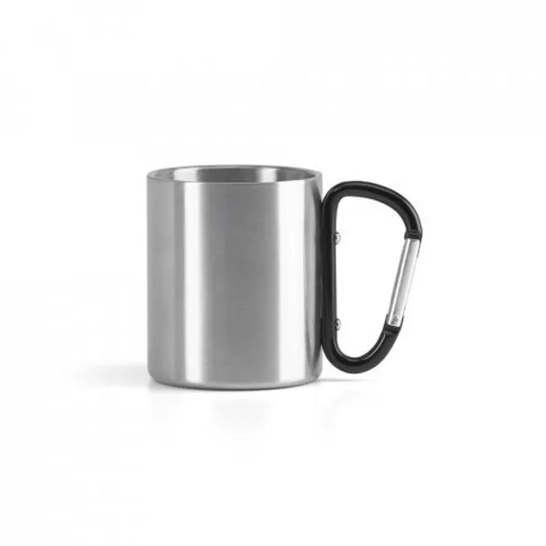 Caneca em aço inox, com pega em forma e função de mosquetão (230 mL) (SP-94614) — foto 5 | D.JOB