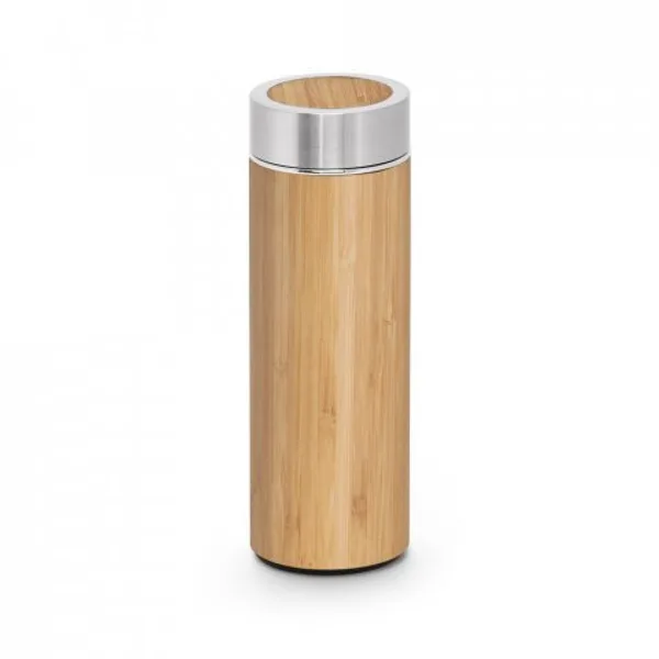 Garrafa térmica em aço inox 90% reciclado e bambu, de parede dupla isolada a vácuo (430 mL) (SP-94683) — foto 7 | D.JOB