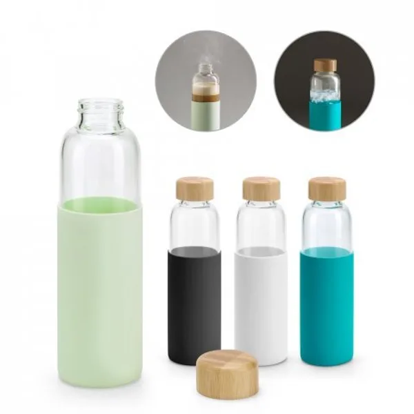Squeeze em vidro borossilicato com tampa em bambu (600 mL) (SP-94699) personalizado | D.JOB
